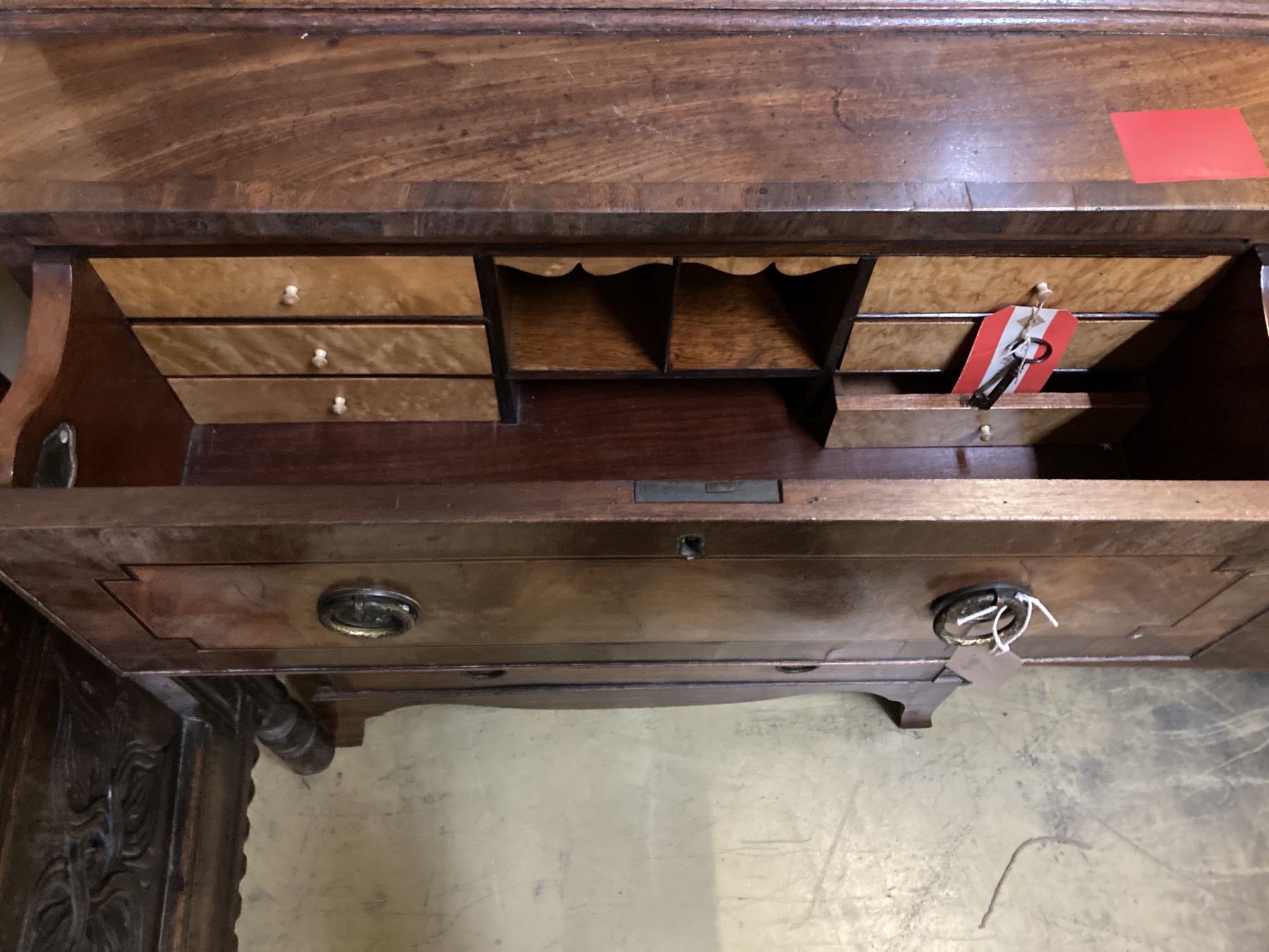 A George III Sheraton style secretaire bookcase, width 79cm, depth 49cm, height 210cm
